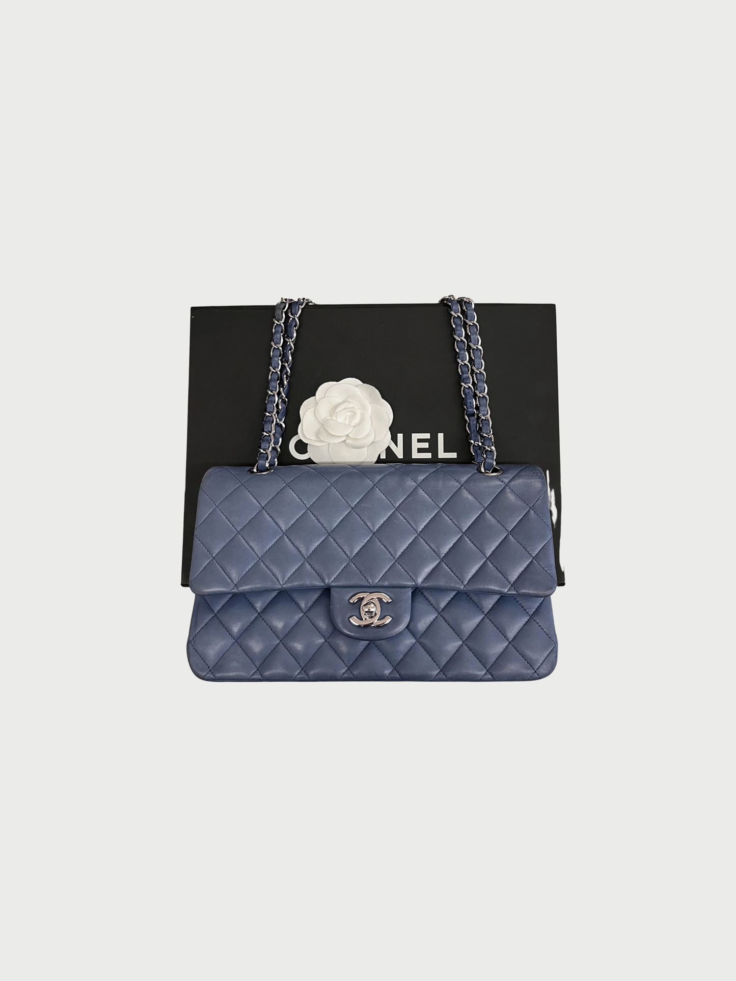 Chanel 2012 Livid Blue Leather Classic Flap Medium Bag