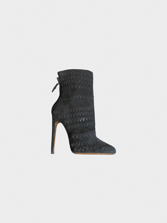 Azzedine Alaïa 2010s Black Suede Zigzag Boots