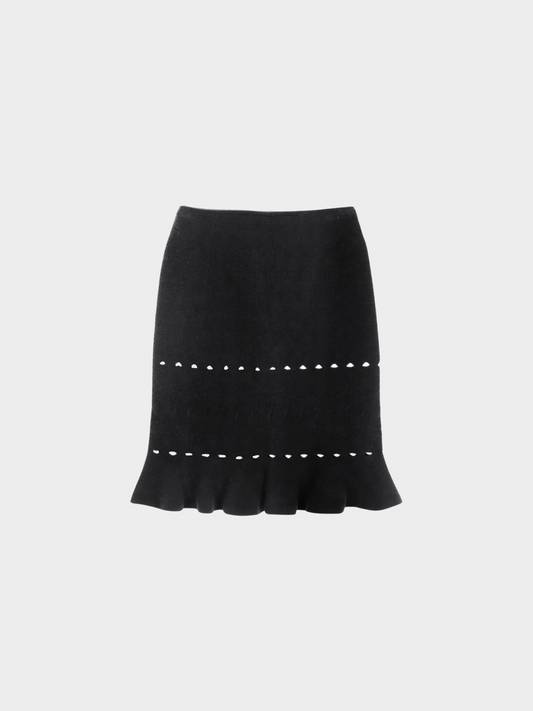 Azzedine Alaïa 2000s Black Rayon Midi Skirt