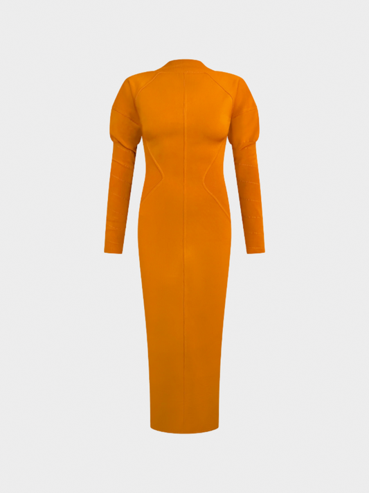 Azzedine Alaïa FW 1989 Orange Long Sleeve Maxi Dress