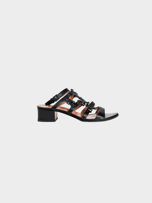 Azzedine Alaïa 2000s Black Leather Strappy Studded Sandals