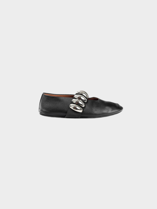Azzedine Alaïa 2010s Black Noir Lambskin Mary-Jane Ballerina Flats