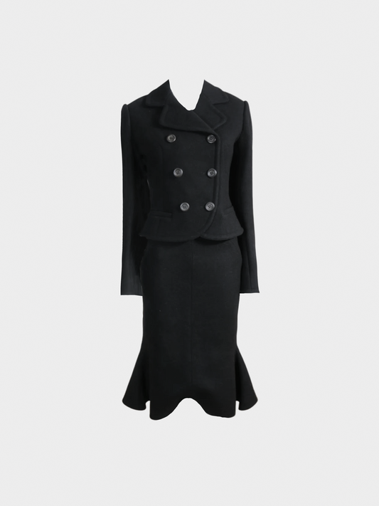 Azzedine Alaïa 1990s Black Wool Tailored Suit Set