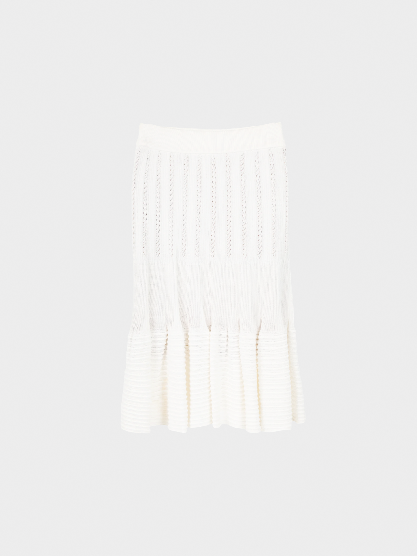 Azzedine Alaïa 2000s Cream Pointelle Ribbed Knit Mini Skirt