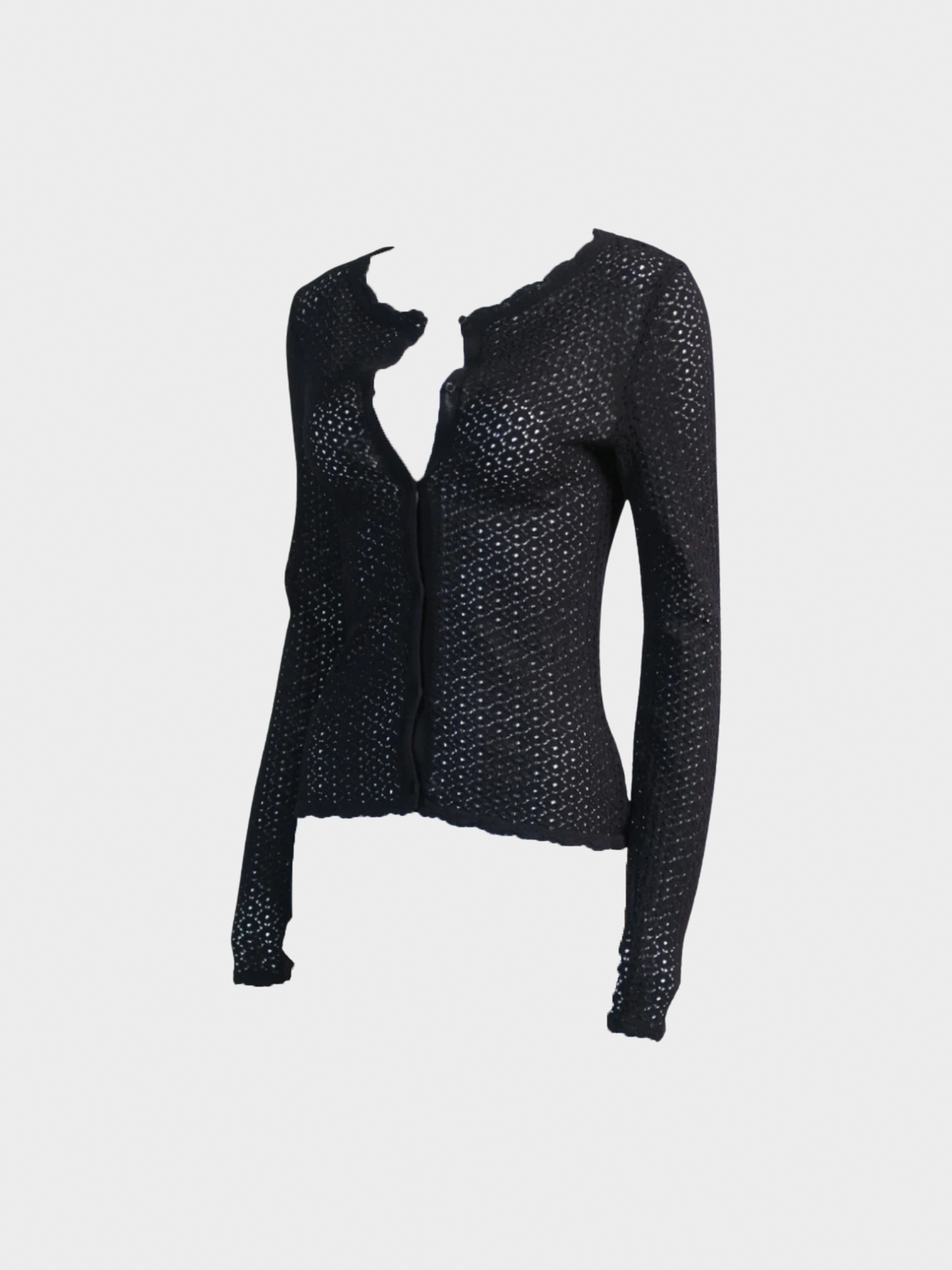 Azzedine Alaïa 2000s Black Openwork Cardigan Top