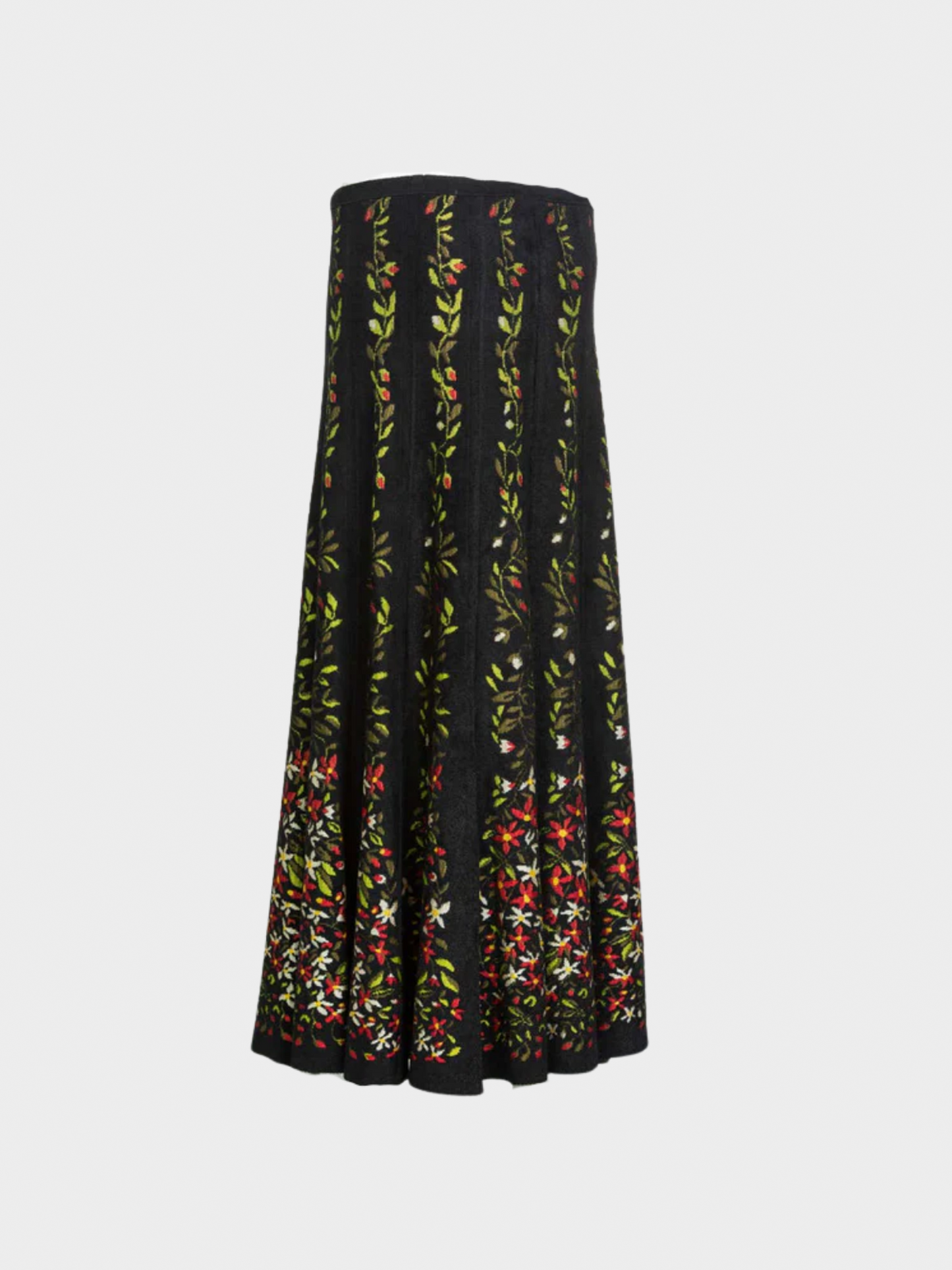 Azzedine Alaïa 2000 Black Floral Chenille Maxi Skirt