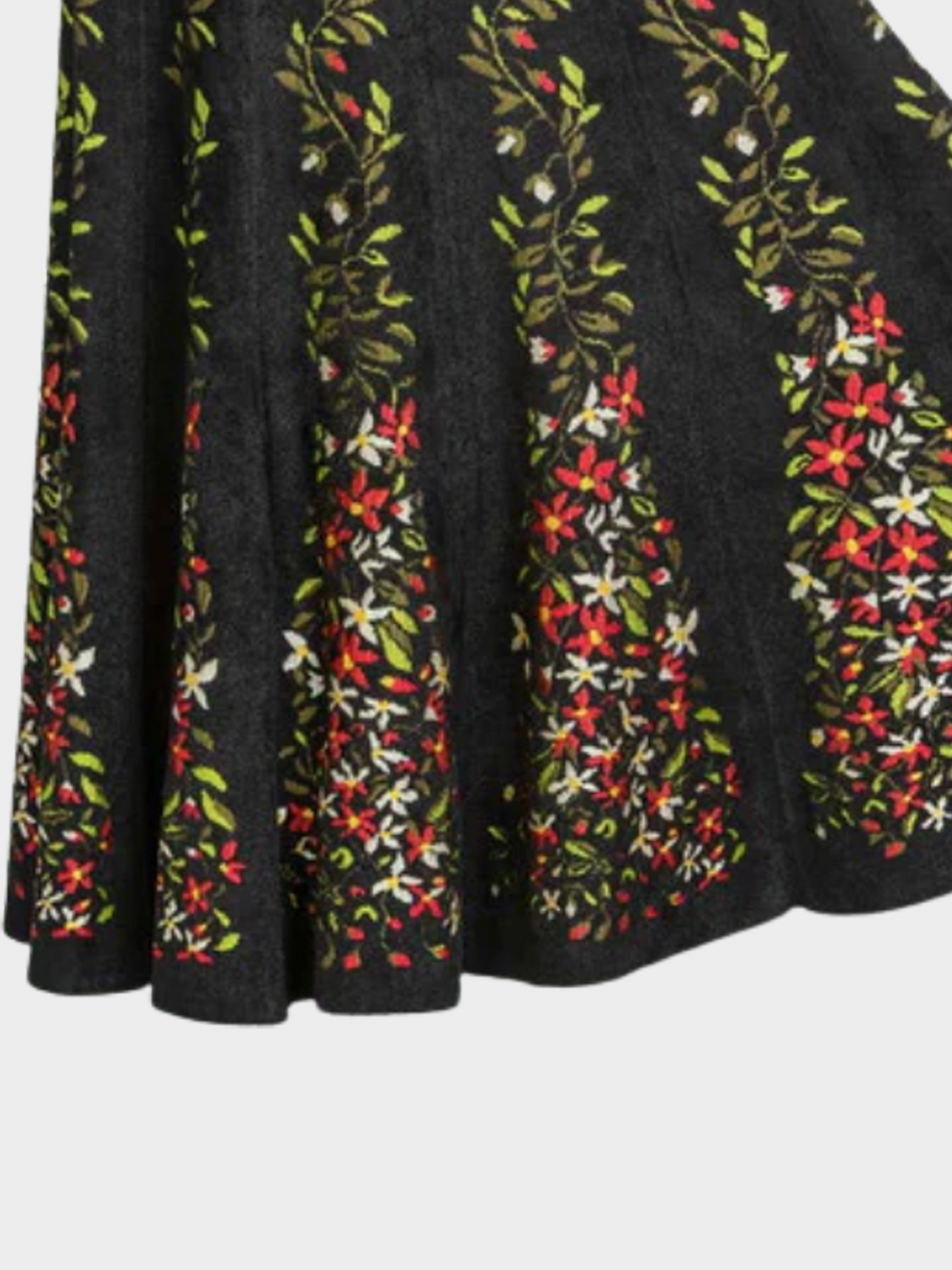 Azzedine Alaïa 2000 Black Floral Chenille Maxi Skirt