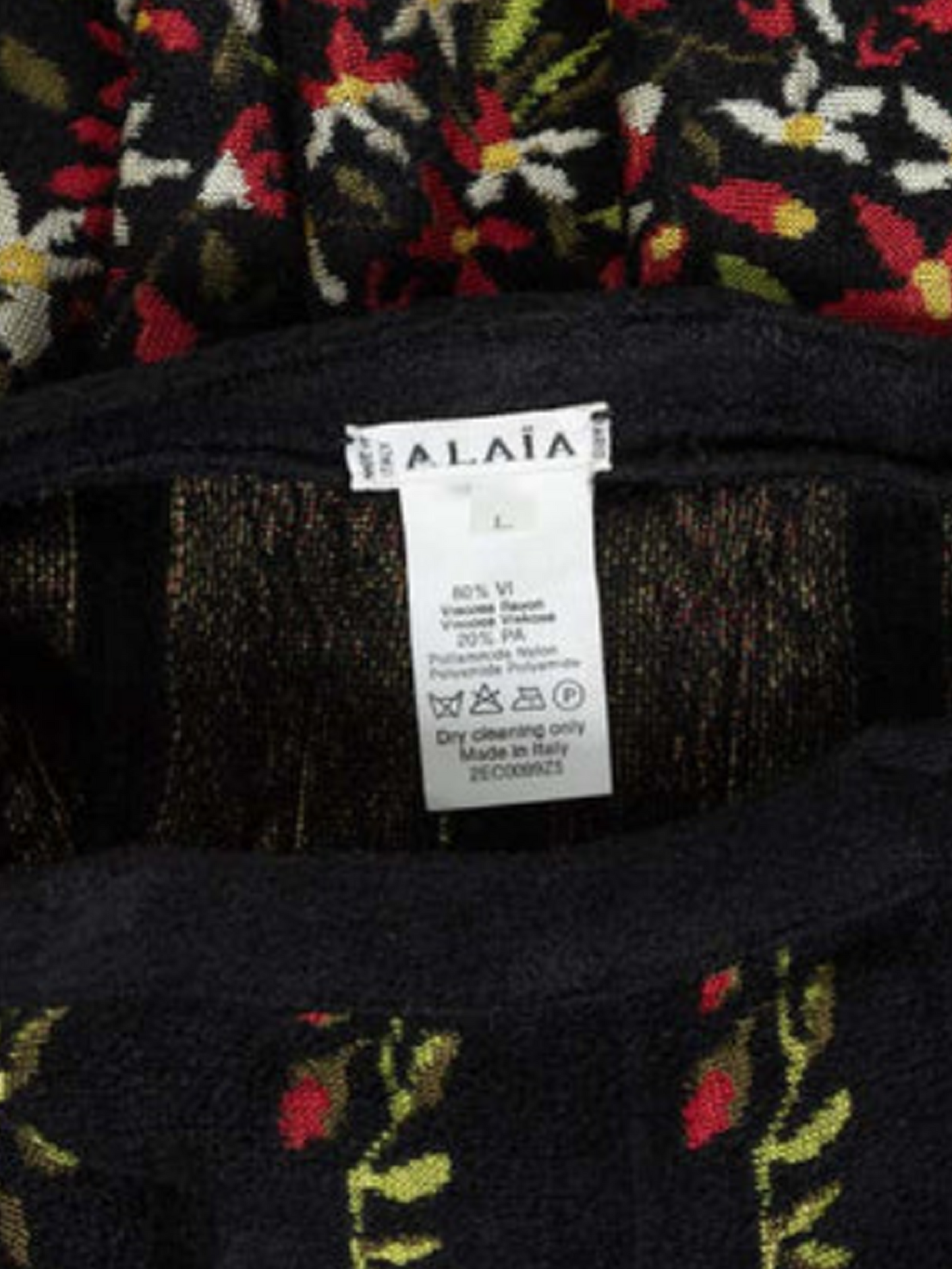 Azzedine Alaïa 2000 Black Floral Chenille Maxi Skirt