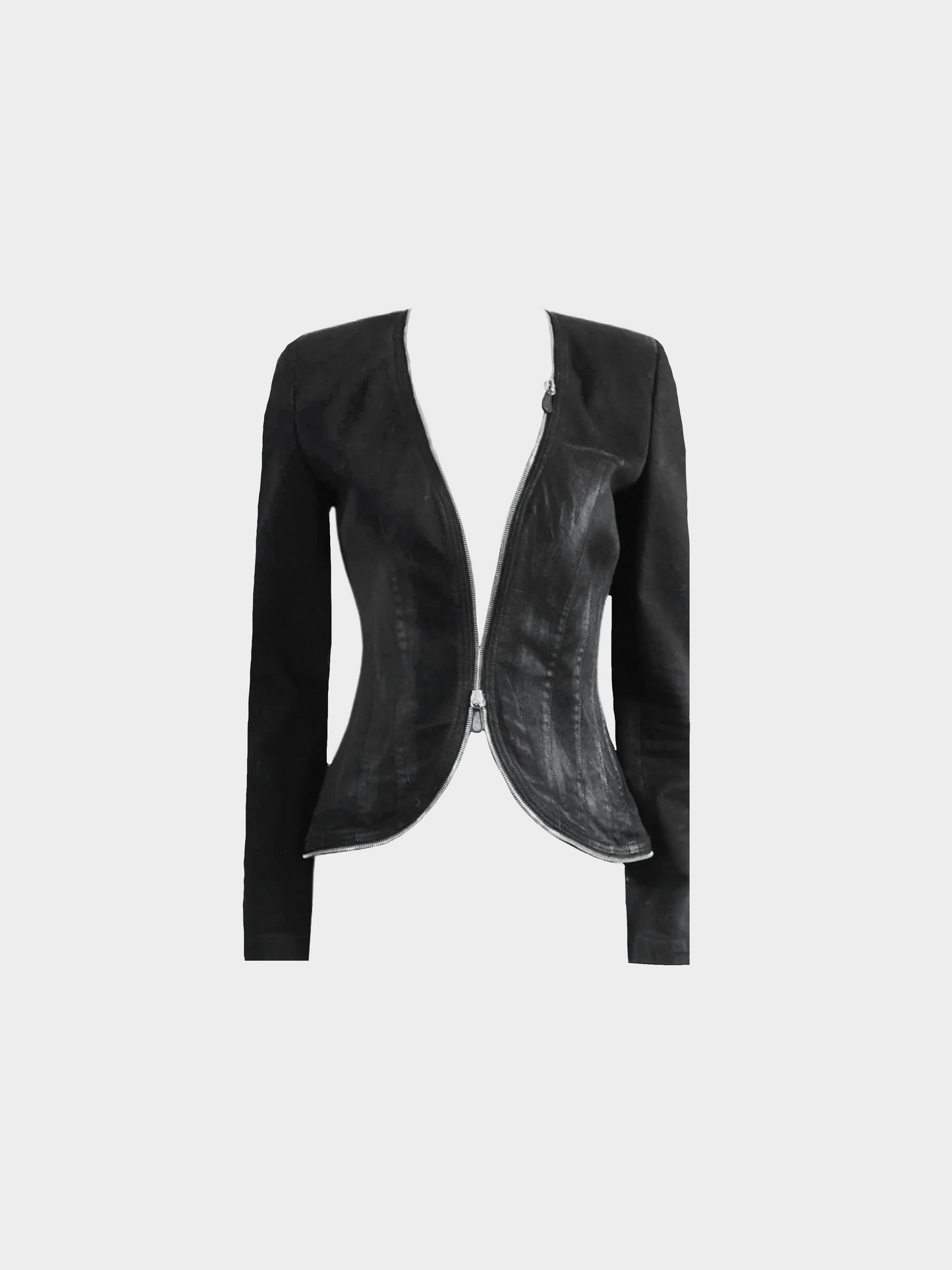 Alexander Mcqueen 2000s Dark Grey Zipup Denim Jacket