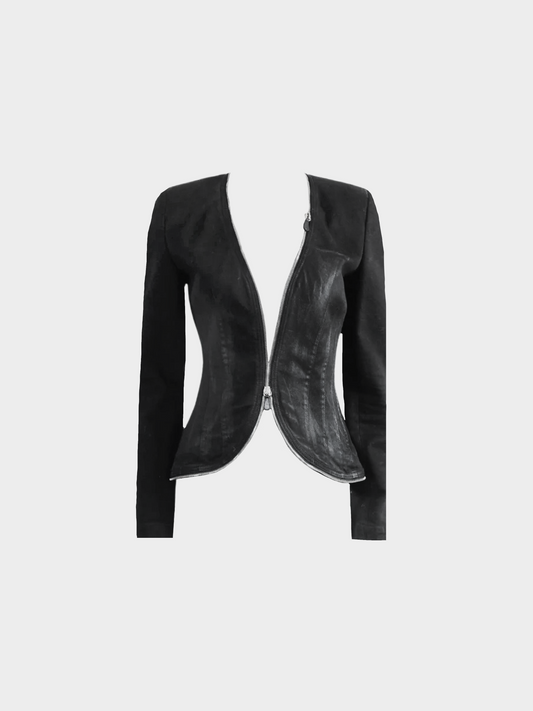 Alexander Mcqueen 2000s Dark Grey Zipup Denim Jacket