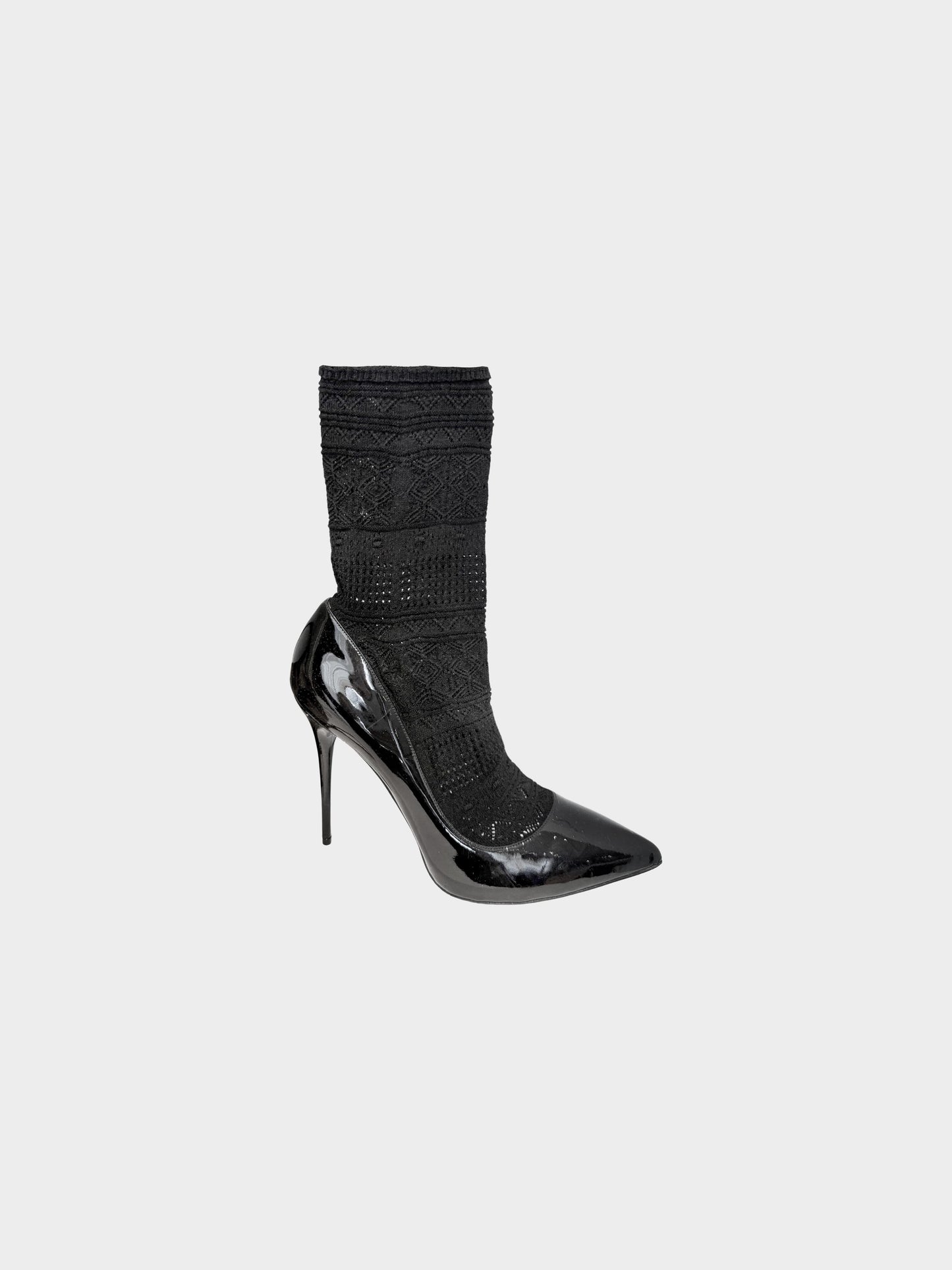 Alexander McQueen 2010s Black Patent Leather Sock Pumps