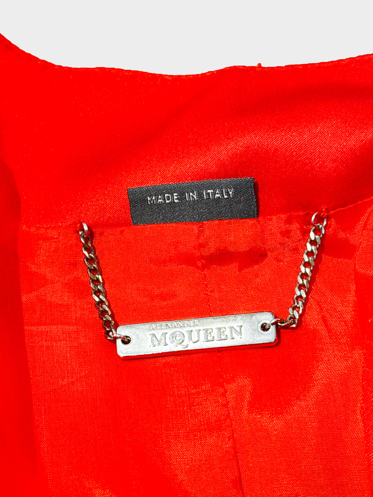 Alexander Mcqueen SS 2002 Red Silk Satin Mandarin Collar Jacket