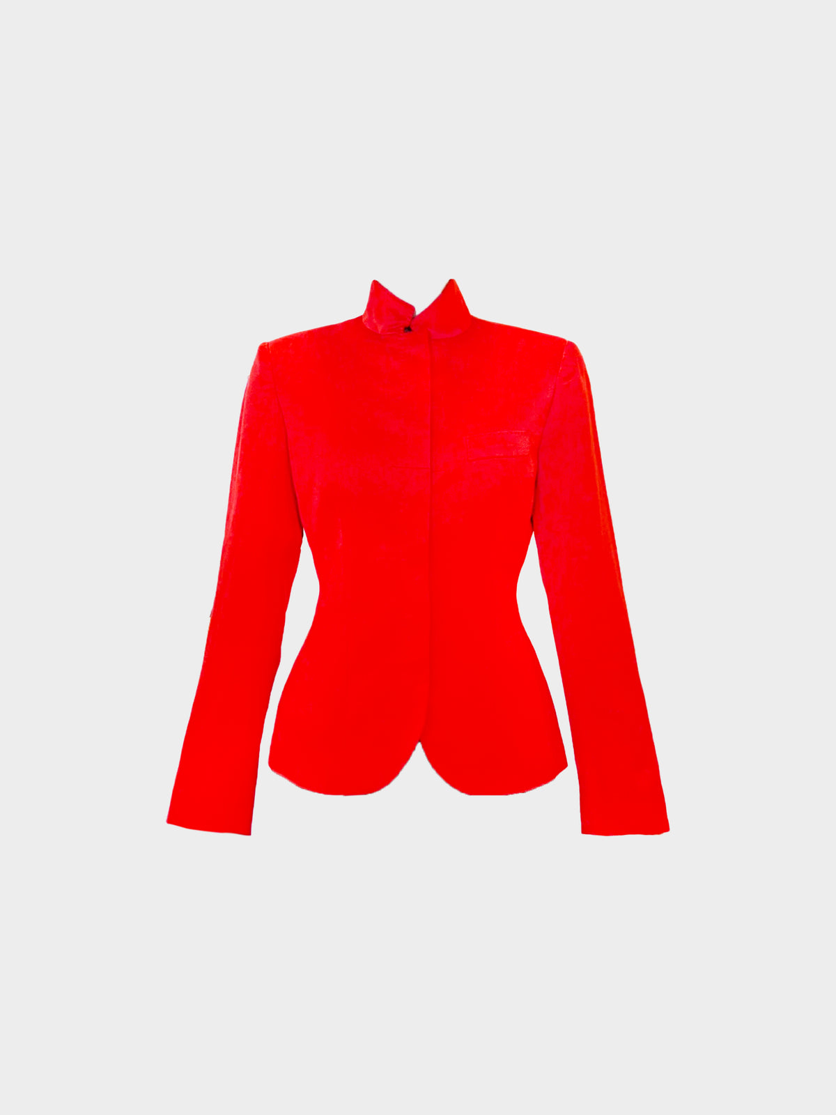 Alexander Mcqueen SS 2002 Red Silk Satin Mandarin Collar Jacket