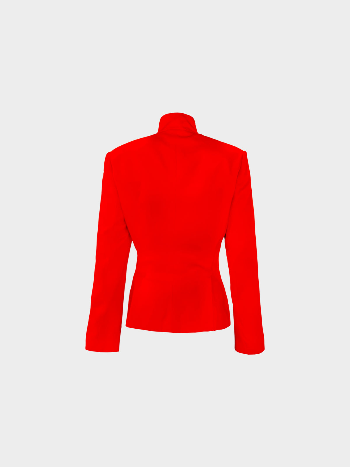Alexander Mcqueen SS 2002 Red Silk Satin Mandarin Collar Jacket