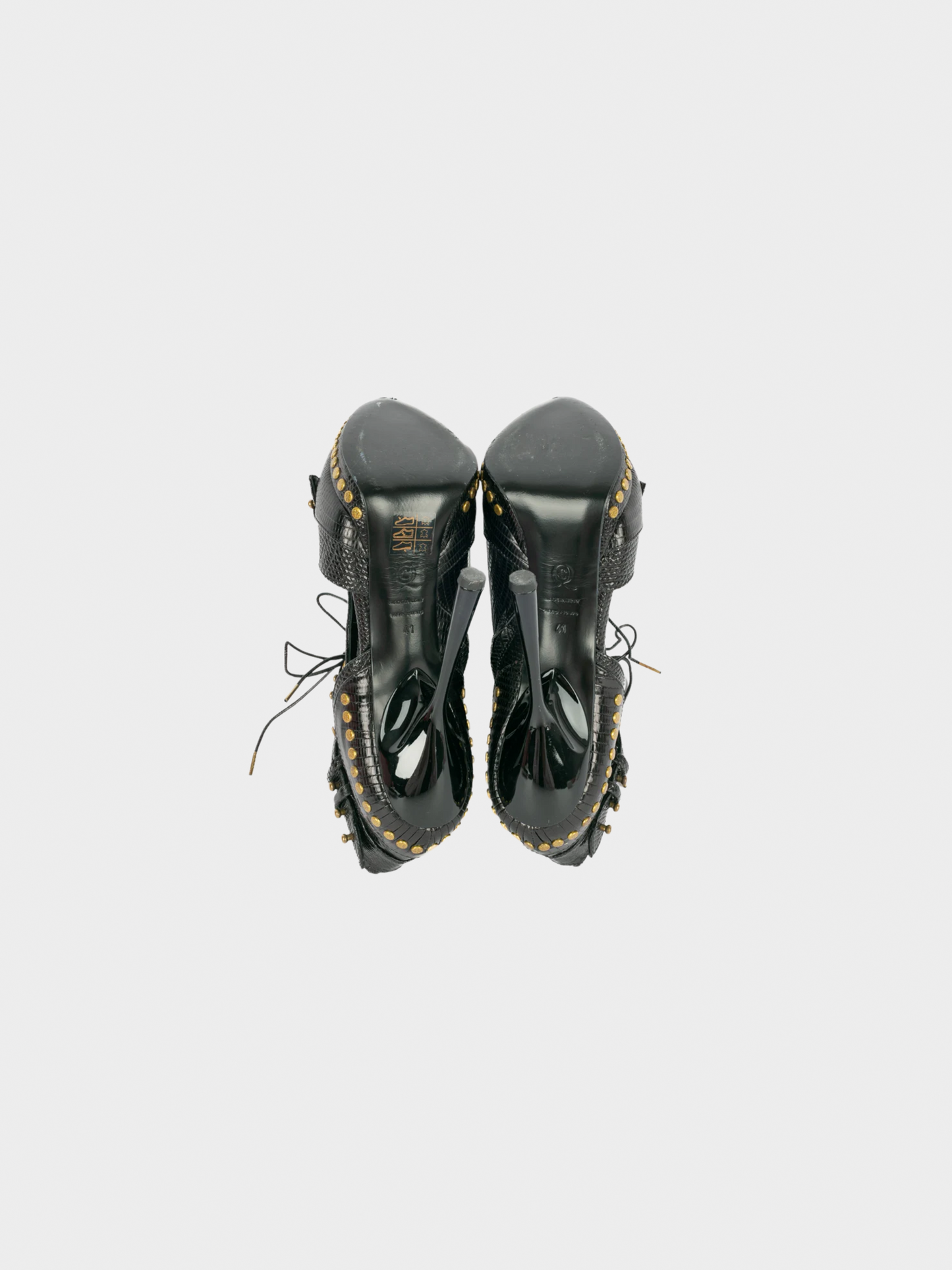 Alexander McQueen 2000s Black Lizard Leather Ankle Boots