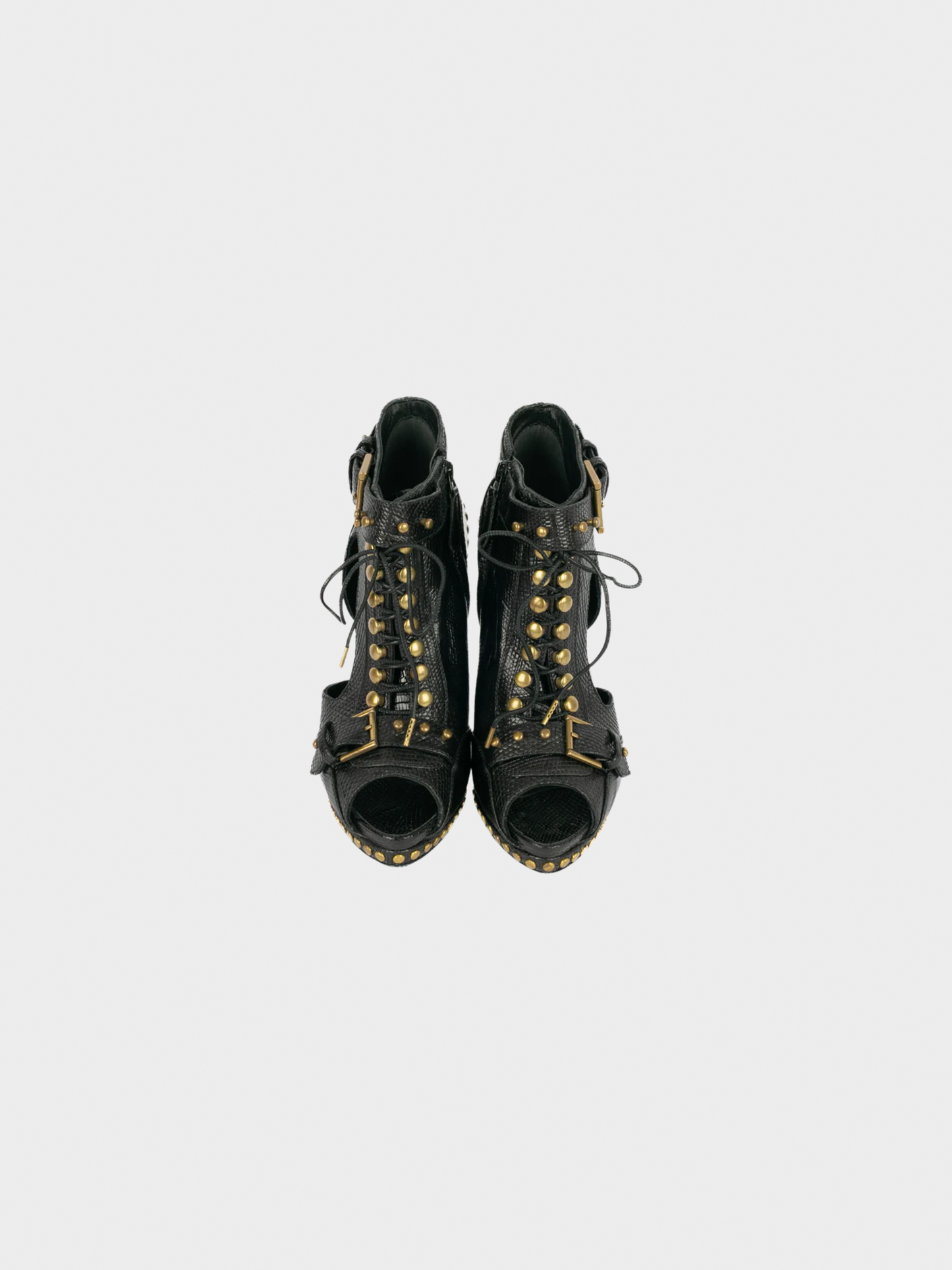 Alexander McQueen 2000s Black Lizard Leather Ankle Boots