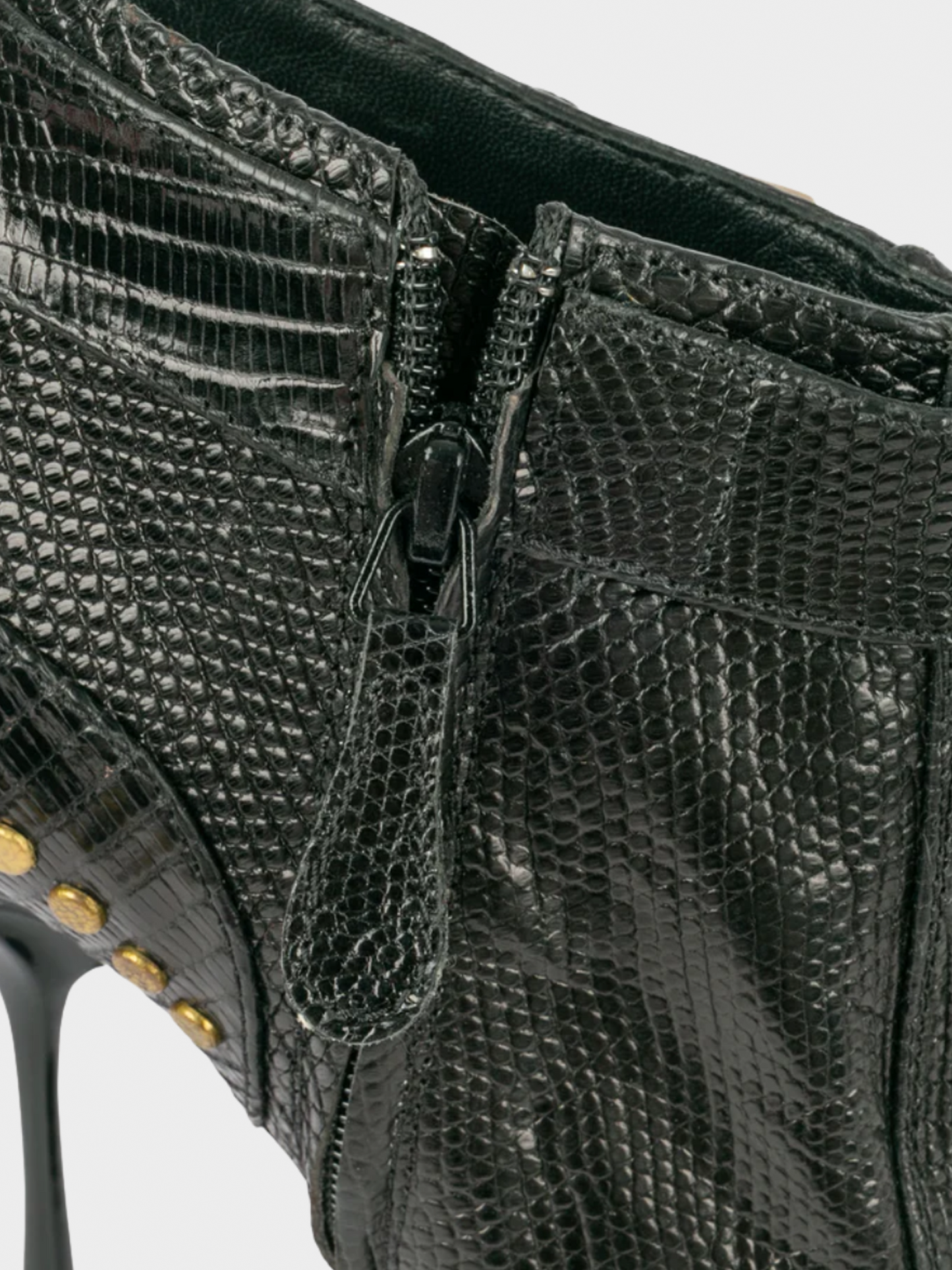 Alexander McQueen 2000s Black Lizard Leather Ankle Boots