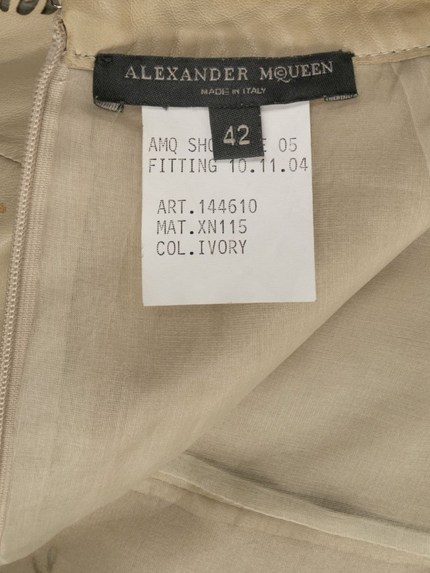 Alexander McQueen SS 2005 Beige Leather Cutout Mini Skirt