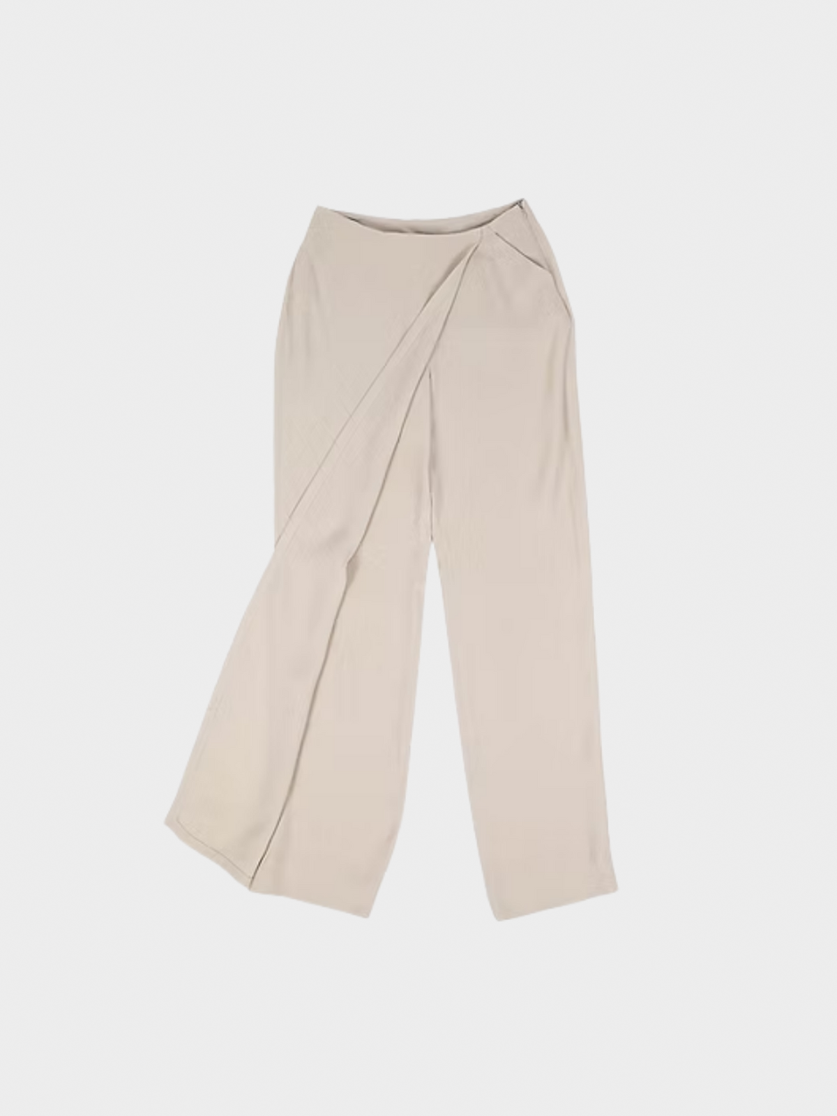 Giorgio Armani 1990s Beige Silk Tie Up Pants