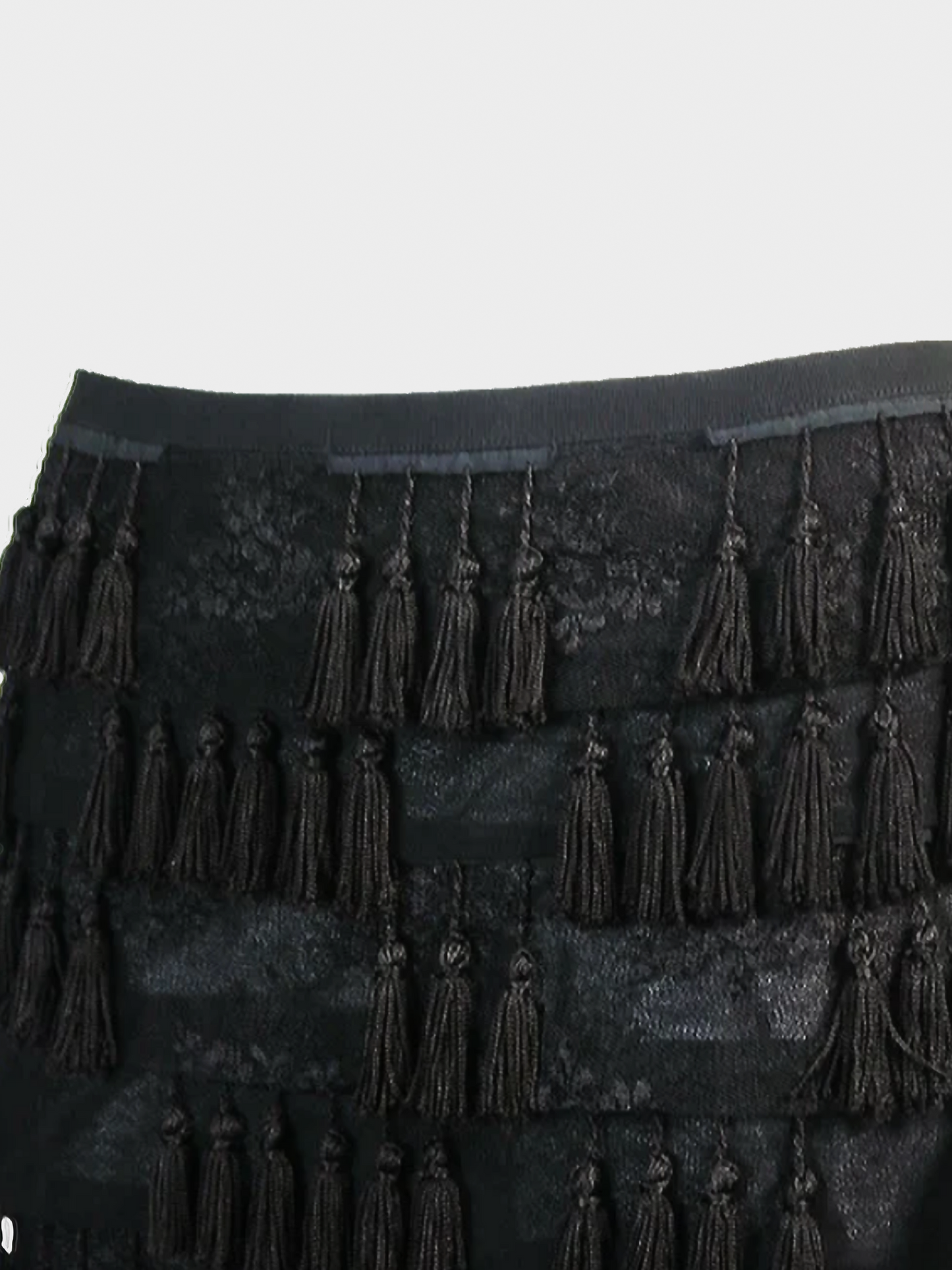 Armani 2000s Black Tassel Tiered Skirt