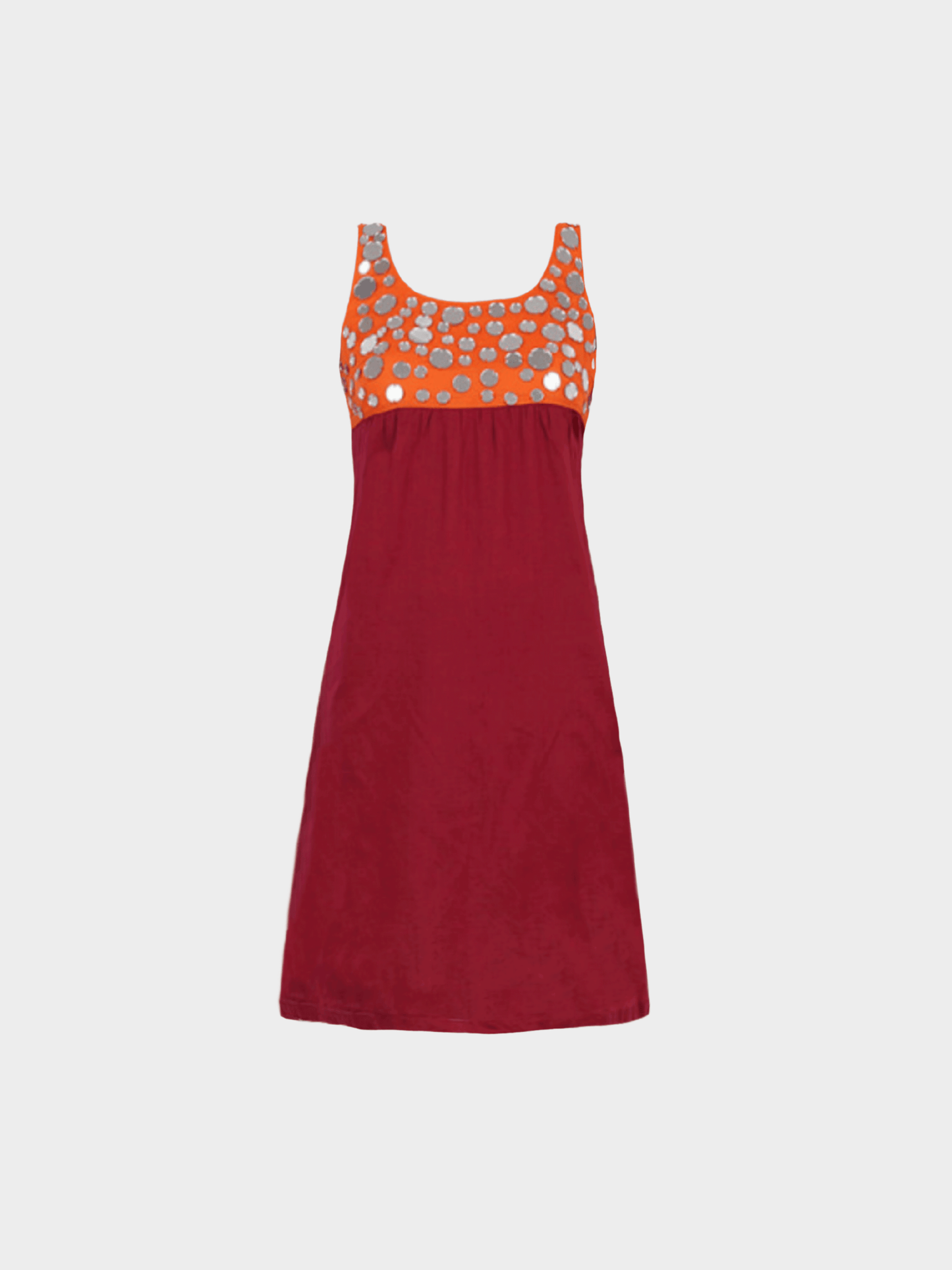 Miu Miu SS 2005 Red and Orange Cotton Mini Dress