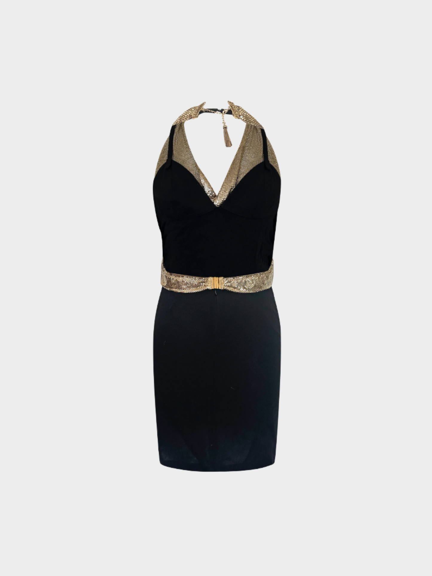 Loris Azzaro FW 1972 Gold and Black Metal Dress
