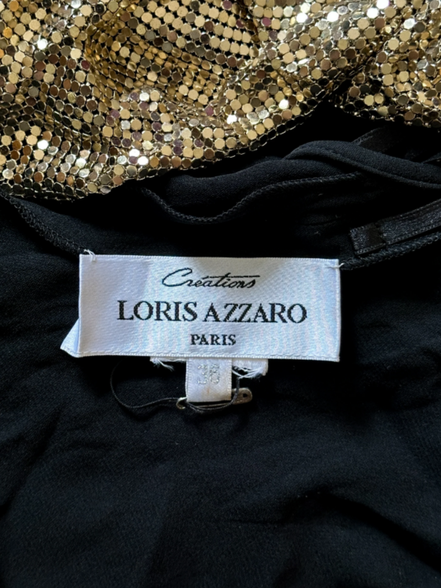 Loris Azzaro FW 1972 Gold and Black Metal Dress