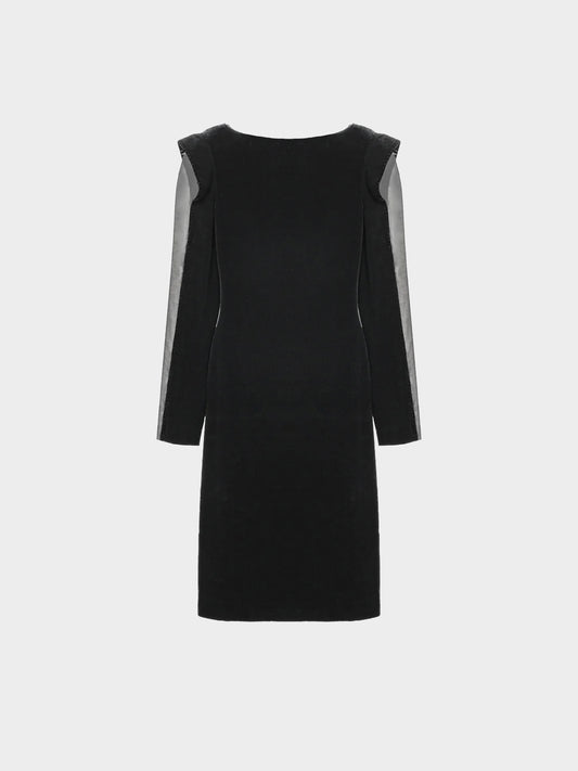 Jean Paul Gaultier 2000s Black Velvet Sheer Sleeves Dress