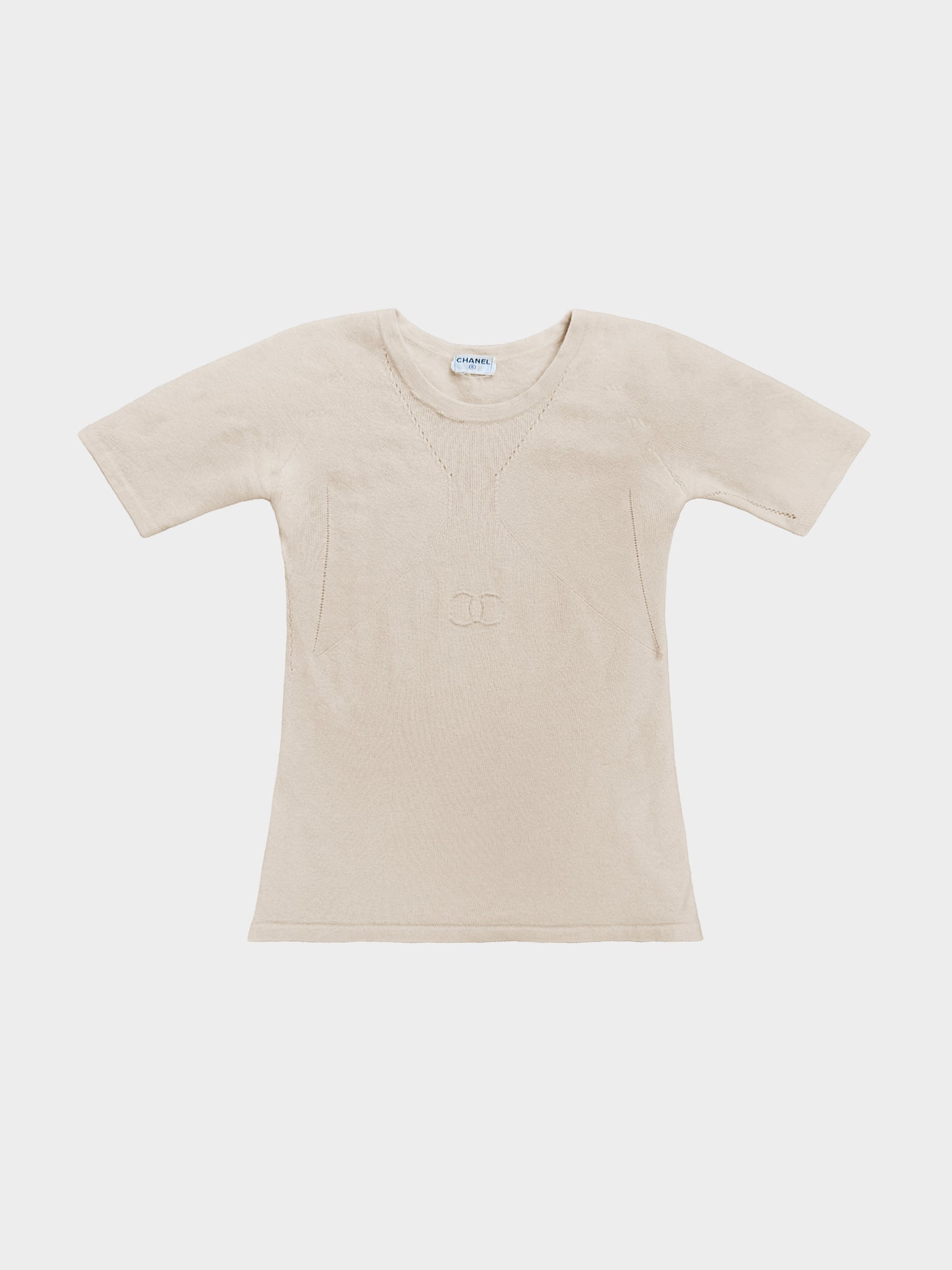 Chanel 2000s Biege Cotton Knit CC Top