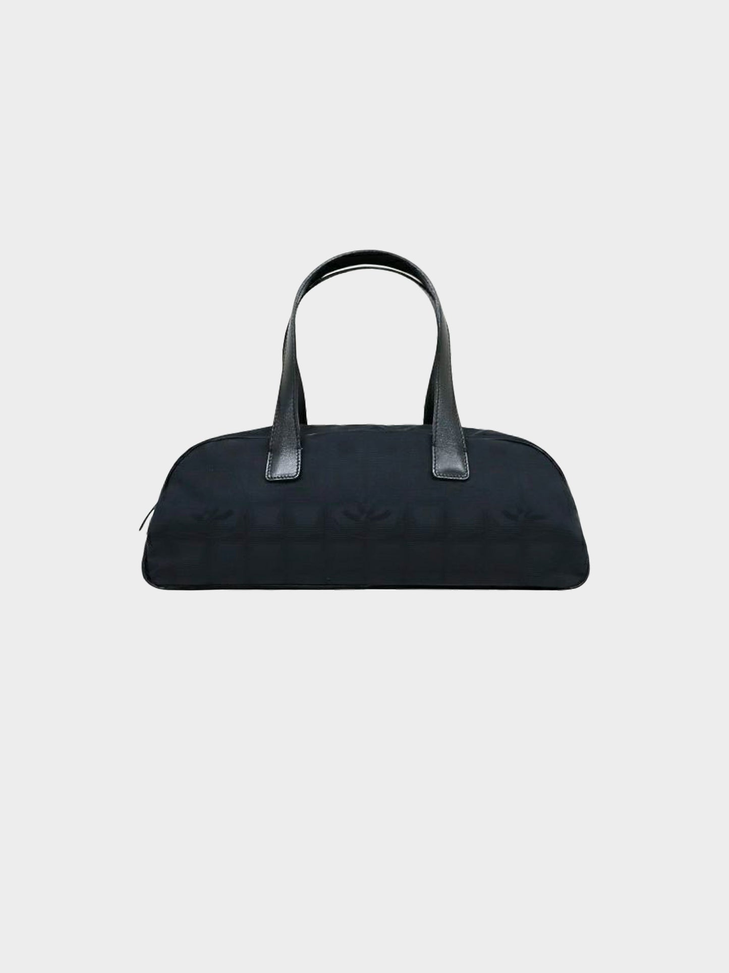 Chanel 2002 Black Chocolate Bar Nylon Travel Line Bowler Bag