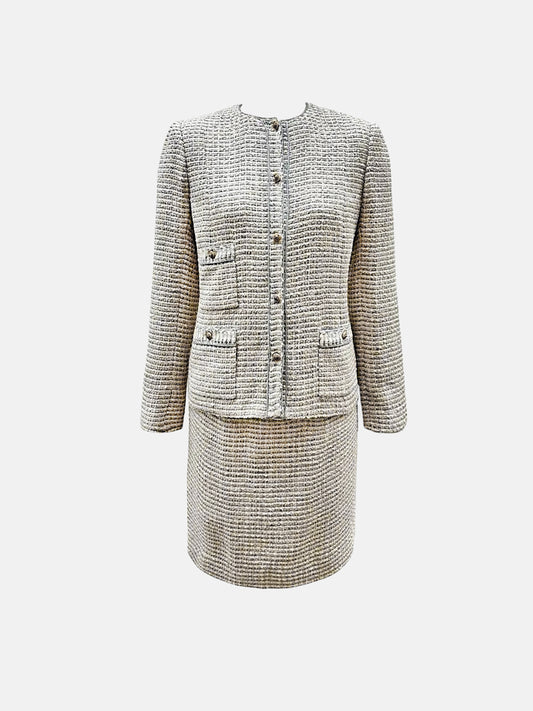 Chanel 1970s Cream Tweed Jacket and Skirt Set