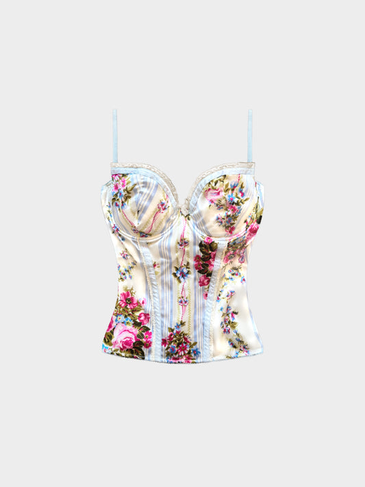 Blumarine 2000s Silk Floral Print Corset