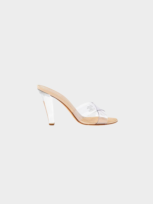 Chanel 2000s Clear PVC Crisscross Strap Heels