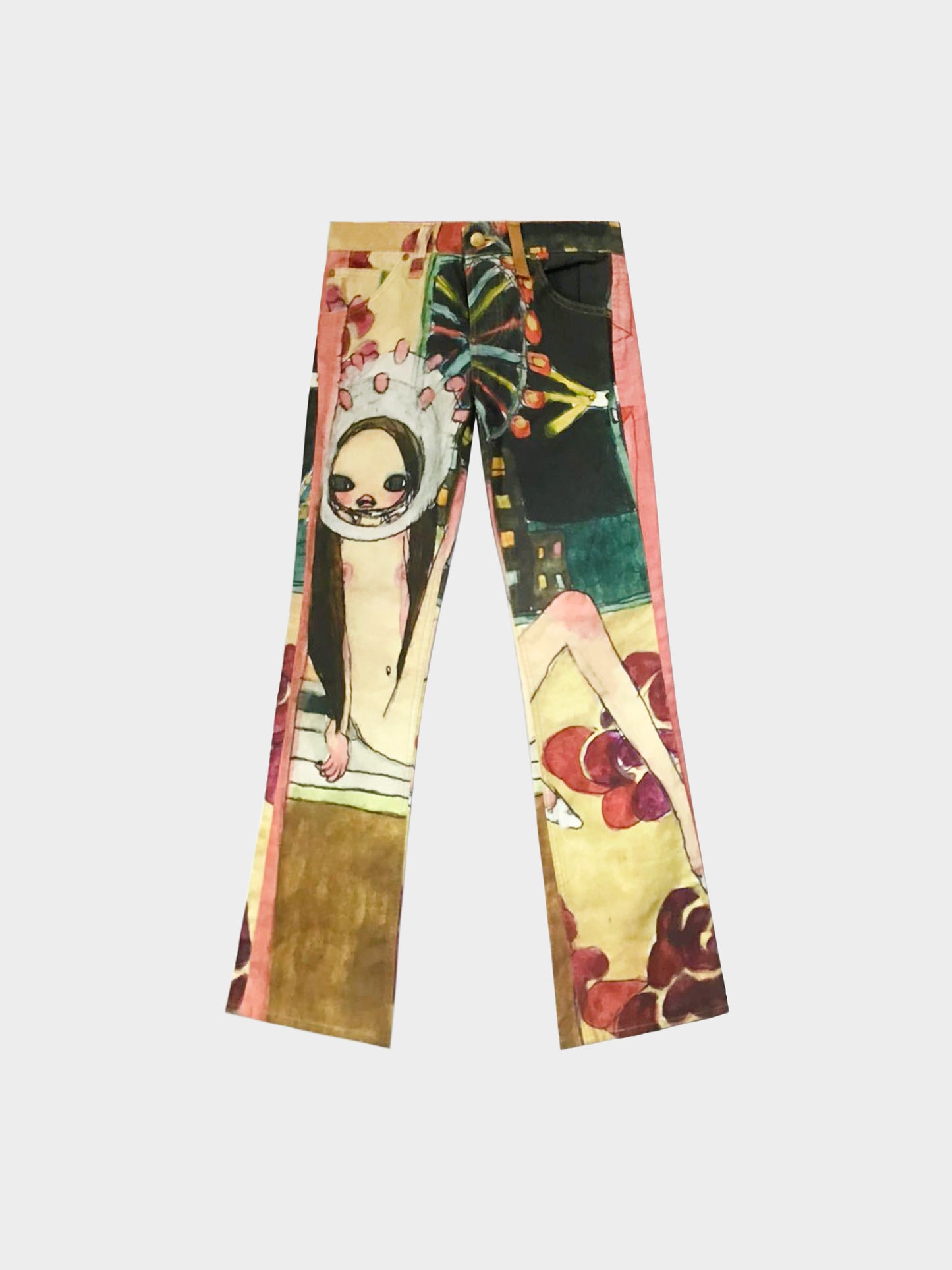 Aya Takano x Lee 2003 Rare All-over Printed Denim Pants