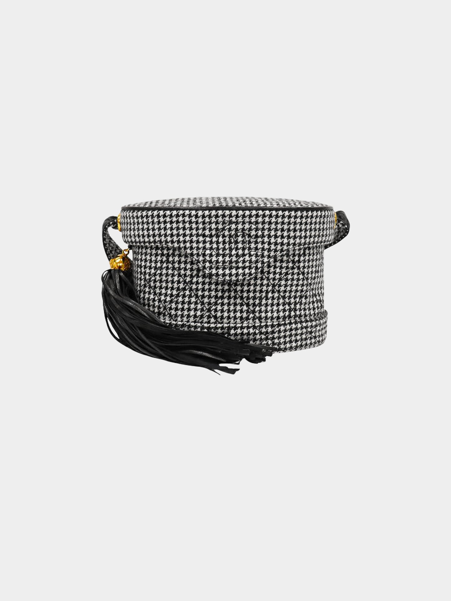 Chanel 1994 Wool Houndstooth Matelasse Crossbody Case Bag