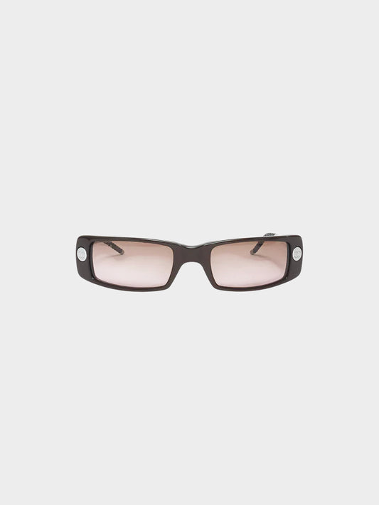 Chanel 2000s Dark Brown CC Rectangular Sunglasses