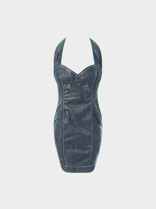 Jean Paul Gaultier 2000s Denim Sweetheart Neckline Dress