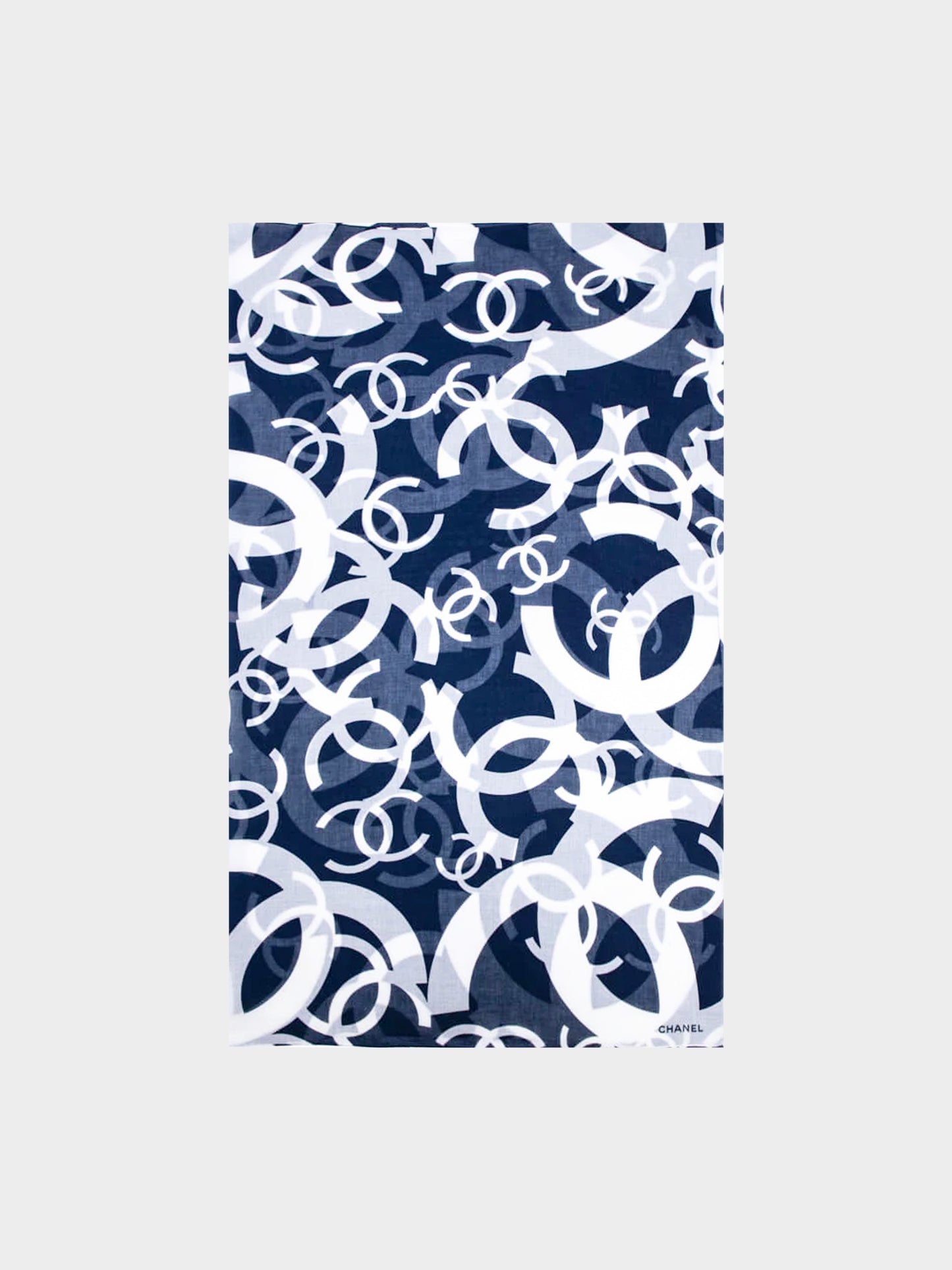 Chanel 2000s Navy CC Print Shawl