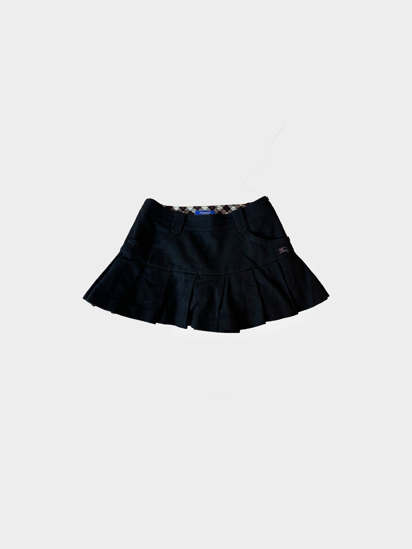 Burberry Blue Label 2000s Black Wool Pleated Mini Skirt