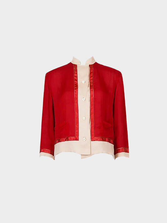 Prada SS 1997 Runway Red Silk Cardigan