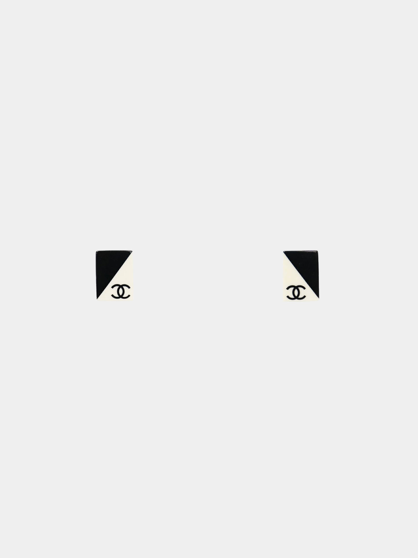Chanel 2000s Black and White Rectangle CC Earrings