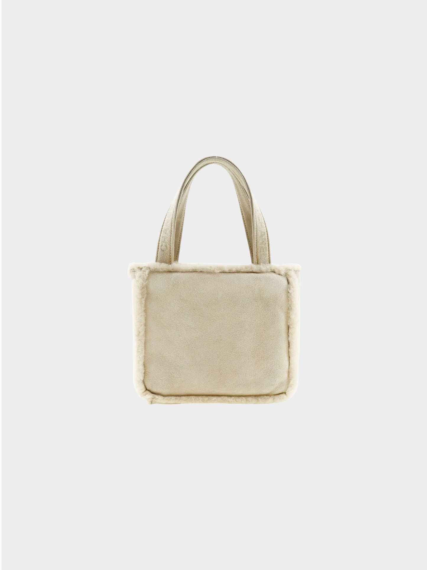 Chanel 1998 Beige Suede Faux Fur Trim Mini Tote Bag