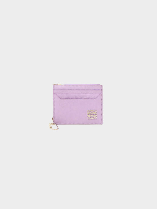 Loewe 2022 Purple Pebbled Leather Anagram Card Case