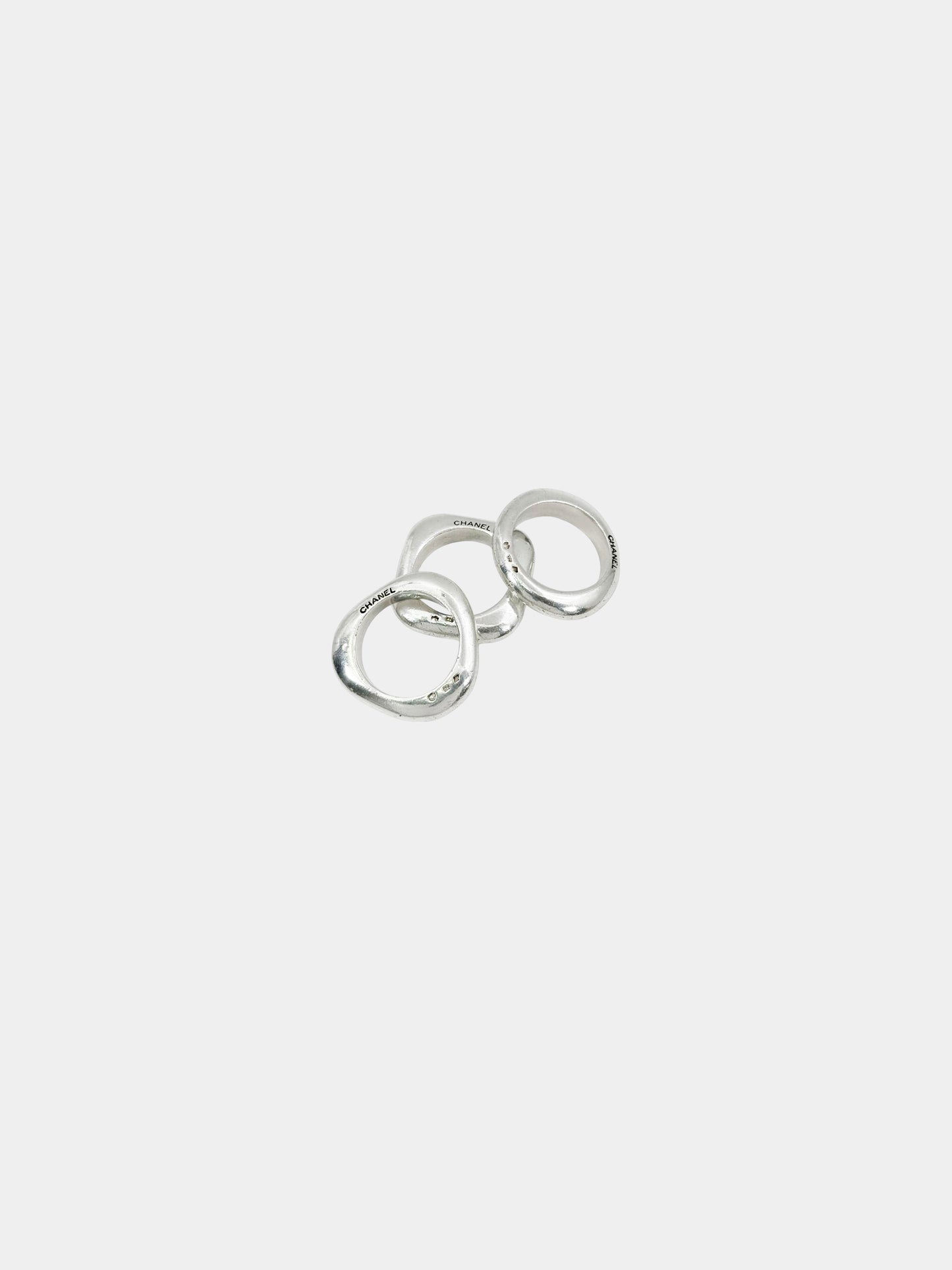 Chanel 2010s 925 Silver Logo Ring Set