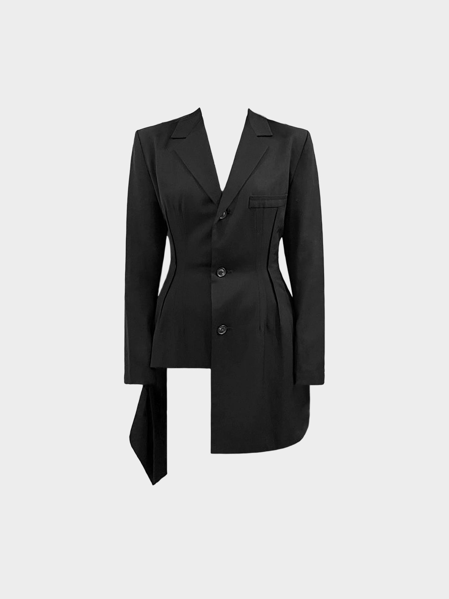 Yohji Yamamoto 2000s Black Wool Asymmetrical Hem Blazer