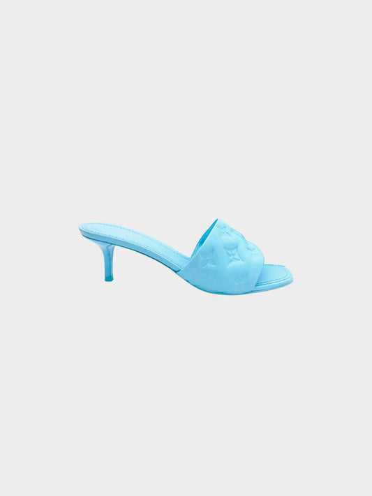 Louis Vuitton 2020 Light Blue Lambskin Leather Monogram Revival Mules