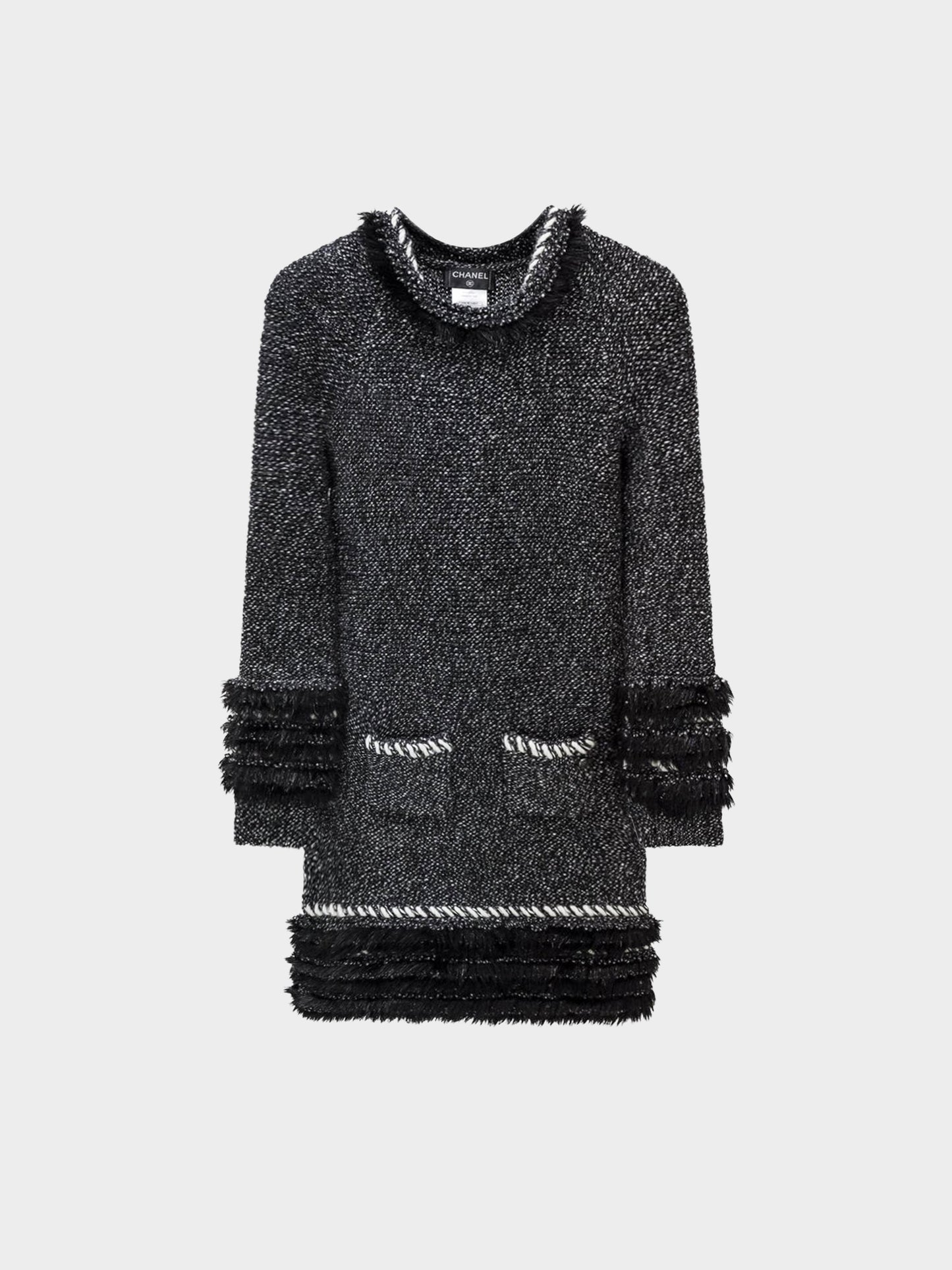 Chanel Fall 2010 Mottled Tweed and Faux-Fur Trim Sweater Dress