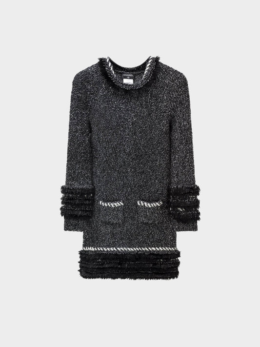 Chanel Fall 2010 Mottled Tweed and Faux-Fur Trim Sweater Dress