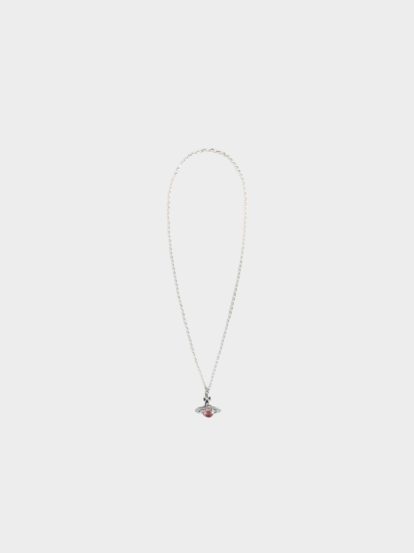 Vivienne Westwood 2000s Silver and Pink Orb Pendant Necklace
