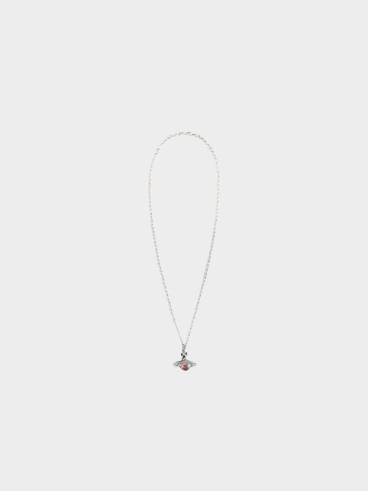 Vivienne Westwood 2000s Silver and Pink Orb Pendant Necklace
